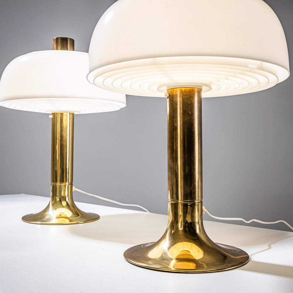 Pair of Brass and Plexiglass Table Lamps in the Style of Anders Pehrson, 1970s