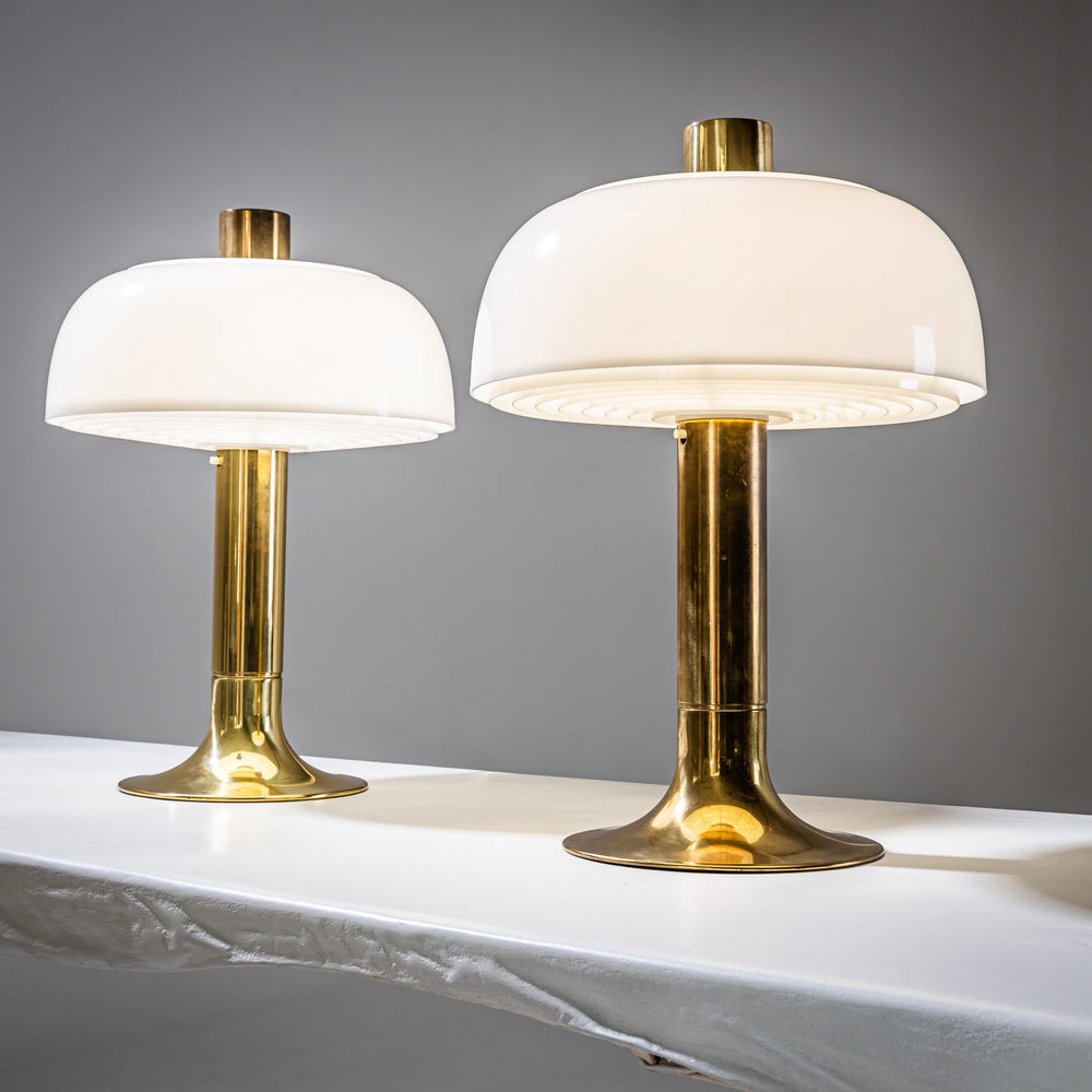 Pair of Brass and Plexiglass Table Lamps in the Style of Anders Pehrson, Sweden 1970s