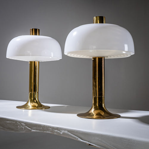 Pair of Brass and Plexiglass Table Lamps in the Style of Anders Pehrson, Sweden 1970s