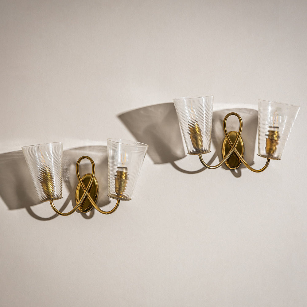 Pair of Wall Lights, attributed to Seguso Vetri d’Arte, Italy, Mid-20th Century