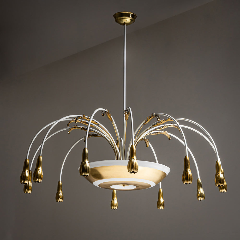 Glass and Metal Chandelier, attributed to Paolo Buffa, Italy, 1950s