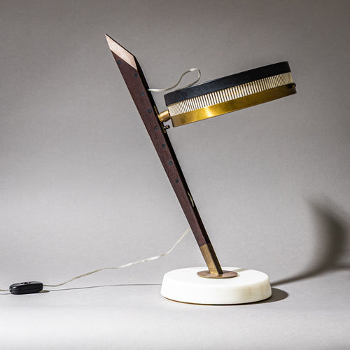 Stilnovo Table Lamp in Metal, Walnut and Marble, Italy, 1960s