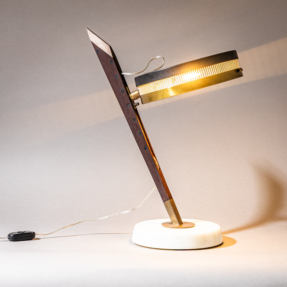 Stilnovo Table Lamp in Metal, Walnut and Marble, Italy, 1960s