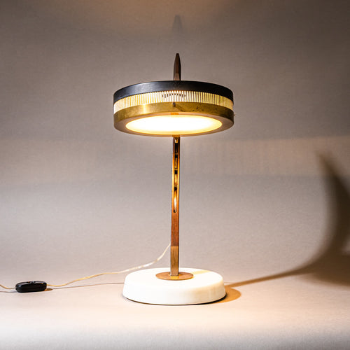 Stilnovo Table Lamp in Metal, Walnut and Marble, Italy, 1960s