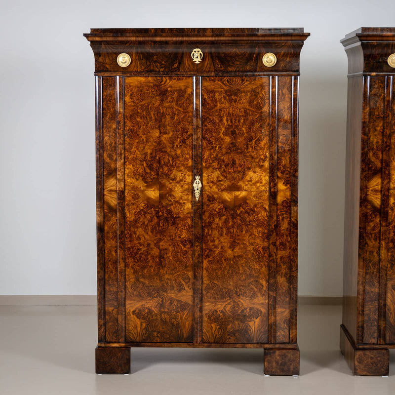 Pair of Biedermeier Pillar Cabinets, early 19th Century
