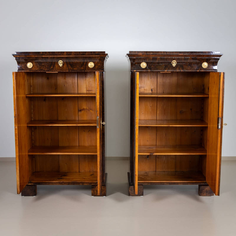 Pair of Biedermeier Pillar Cabinets, early 19th Century