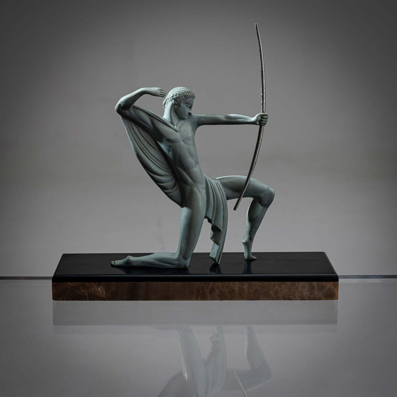 Art Deco Bronze Sculpture of an Archer by Michel Decoux (1837-1924), France, early 20th Century