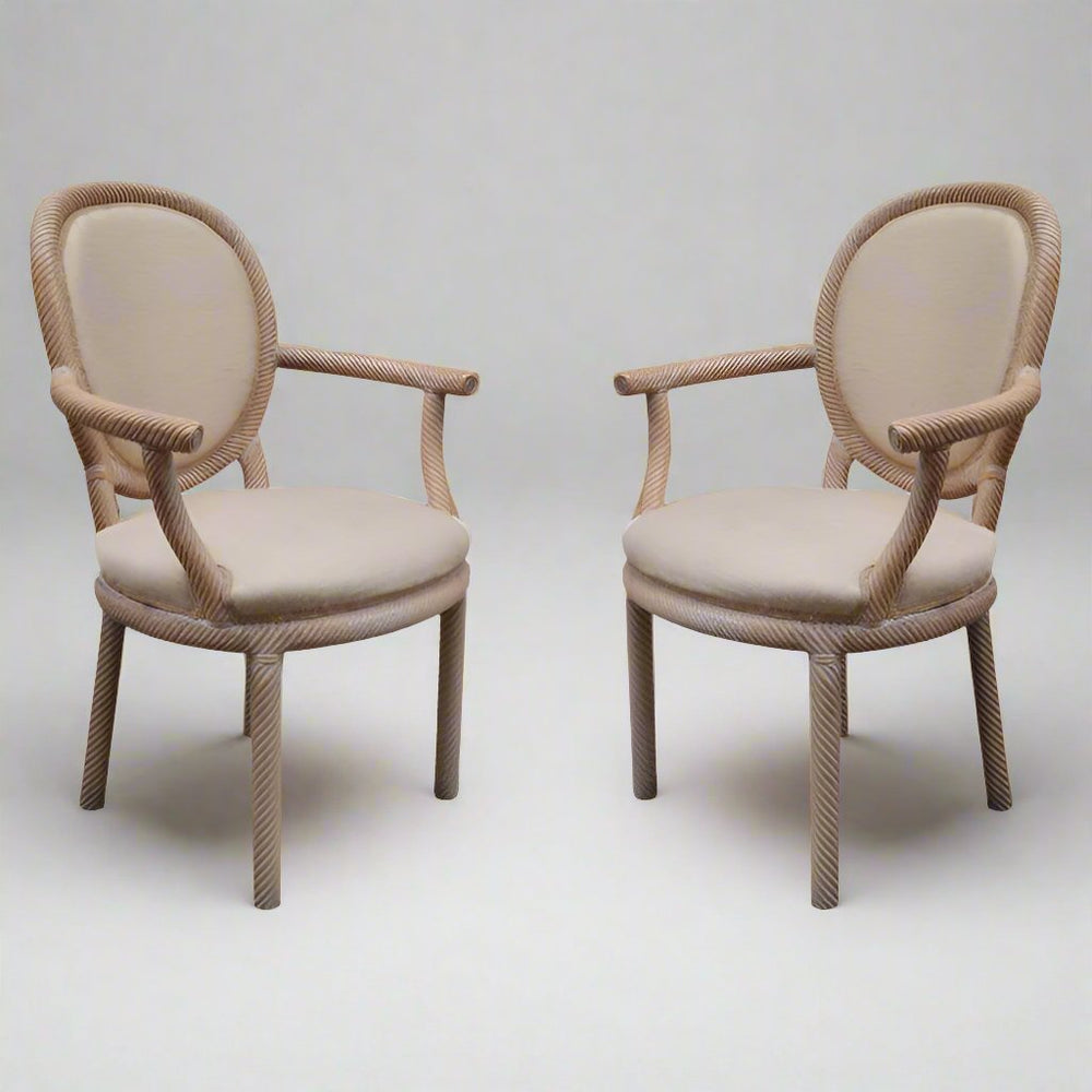 Pair of Carved Armchairs by Arpex