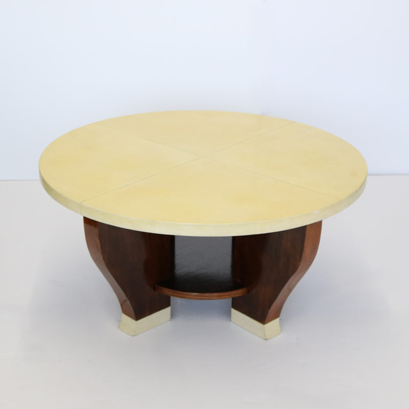 Modernist Two Tier Cocktail Table with a Parchment Top