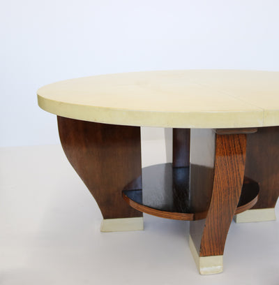 Modernist Two Tier Cocktail Table with a Parchment Top