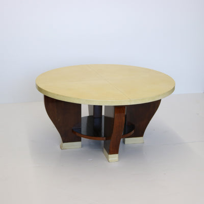 Modernist Two Tier Cocktail Table with a Parchment Top