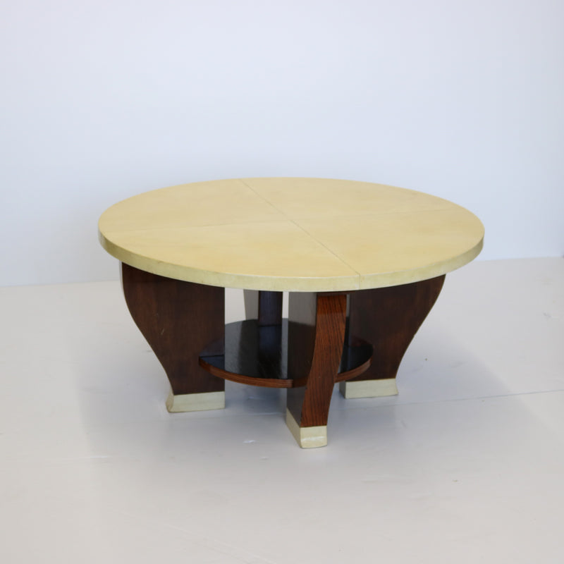 Modernist Two Tier Cocktail Table with a Parchment Top