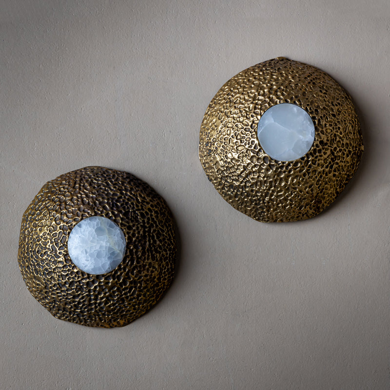 Pair of Brutalist Bronze Wall Lamps by Cierre Lampadari, Milan, 1960s/70s