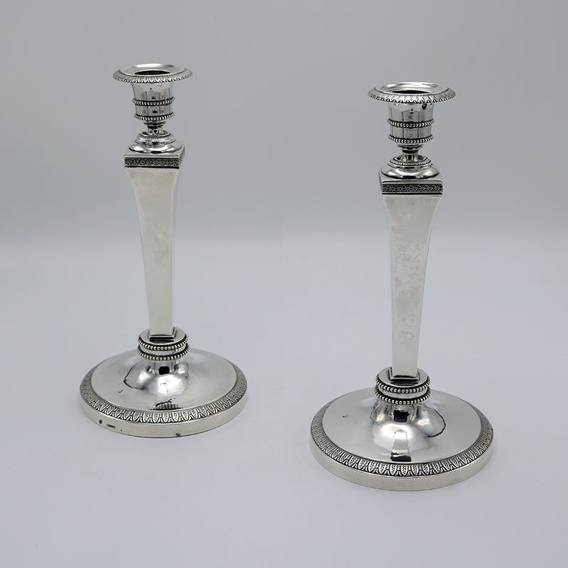 Pair of Empire Period Silver Candlesticks England circa 1820