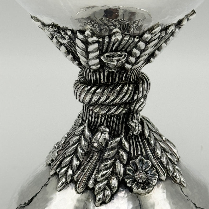 19th Century Italian Silver Vase with wheat decoration by Buccellati Italy