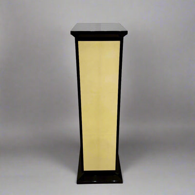 Art Deco Pedestal Black Lacquer with Parchment. France 1930's.