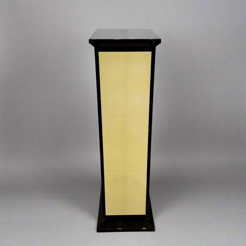 Art Deco Pedestal Black Lacquer with Parchment. France 1930&