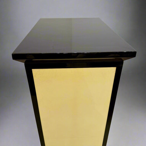 Art Deco Pedestal Black Lacquer with Parchment. France 1930's.