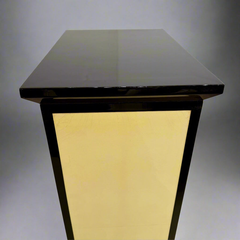 Art Deco Pedestal Black Lacquer with Parchment. France 1930&