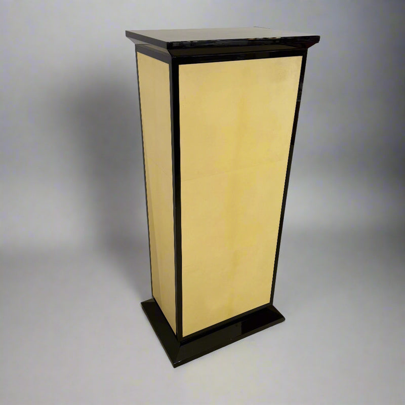 Art Deco Pedestal Black Lacquer with Parchment. France 1930&