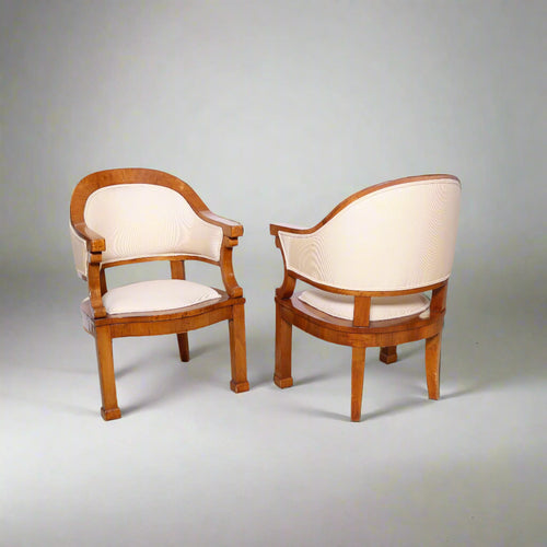 Pair of Biedermeier Cherrywood Armchairs, Attr. to Joseph Danhauser