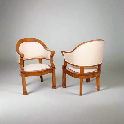 Pair of Biedermeier Cherrywood Armchairs, Attr. to Joseph Danhauser