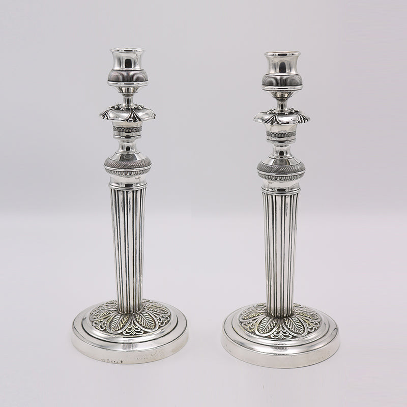 Pair Empire Period Silverplate Candlesticks France circa 1820