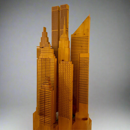 Wooden New York Skyline Illuminated Sculpture, Italy, 1980's