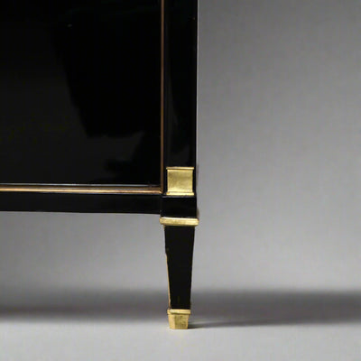 Modernist Black Lacquered Tall Cabinet, France c1950
