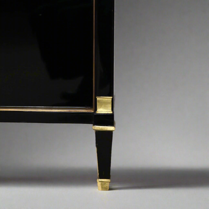 Modernist Black Lacquered Tall Cabinet, France c1950