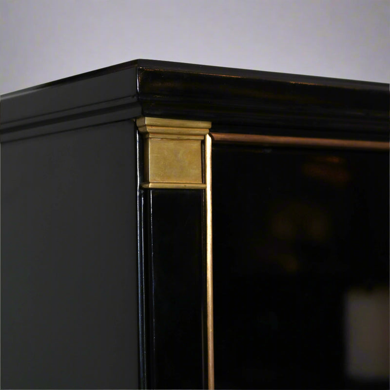 Modernist Black Lacquered Tall Cabinet, France c1950