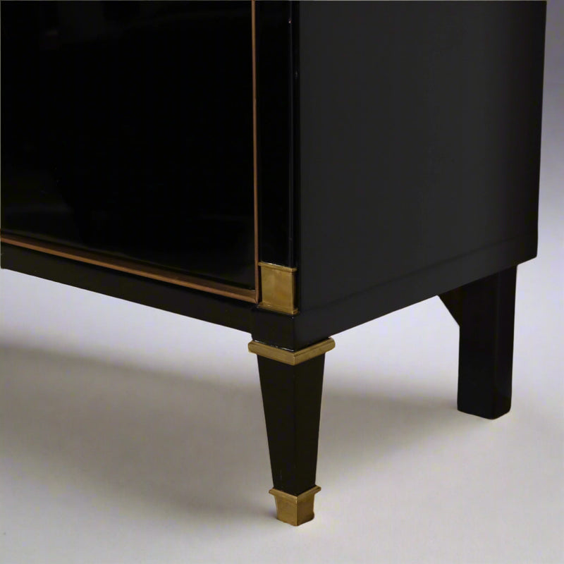 Modernist Black Lacquered Tall Cabinet, France c1950