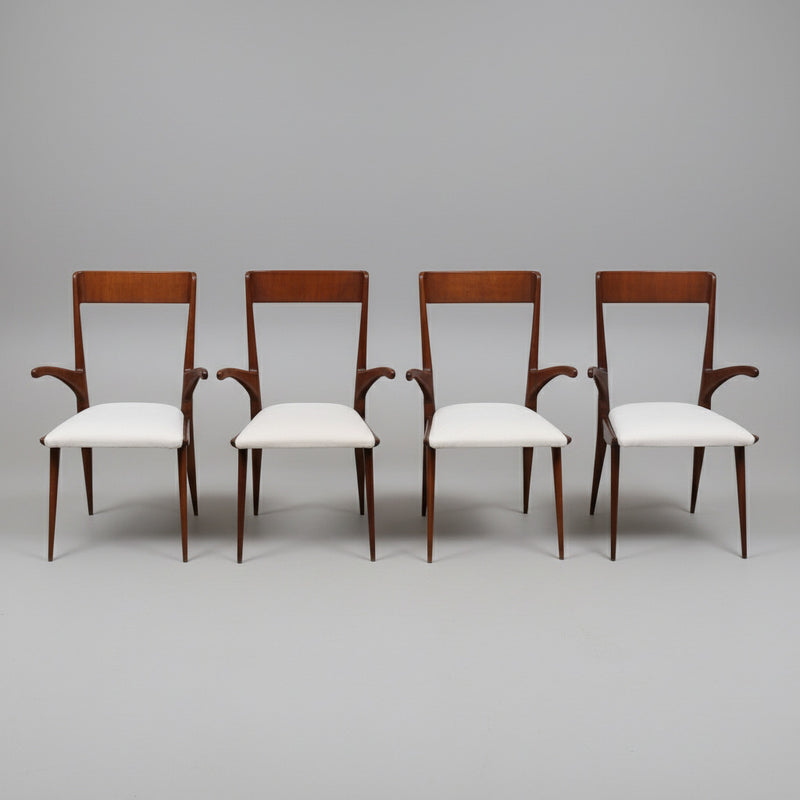 Set of Eight Dining Armchairs, Italy 1950&