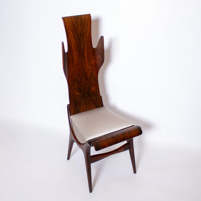 Pair of Flame Dining chairs by Dante la Torre for Pozzi, Italy 1950's