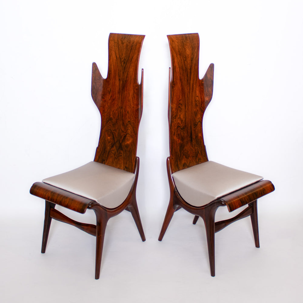 Pair of Flame Dining chairs by Dante la Torre for Pozzi, Italy 1950's