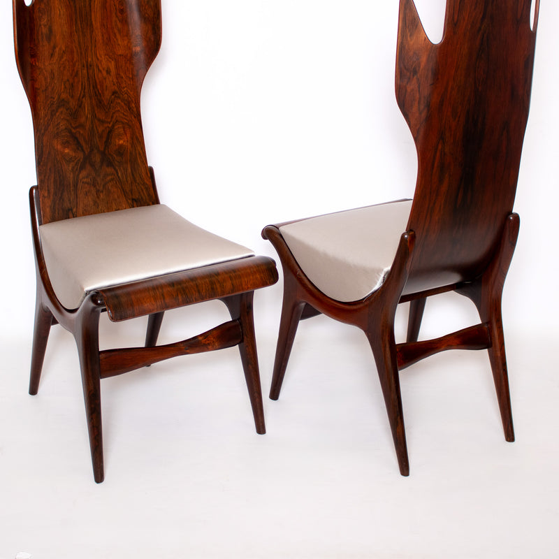 Pair of Flame Dining chairs by Dante la Torre for Pozzi, Italy 1950&