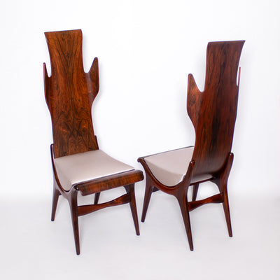 Pair of Flame Dining chairs by Dante la Torre for Pozzi, Italy 1950's