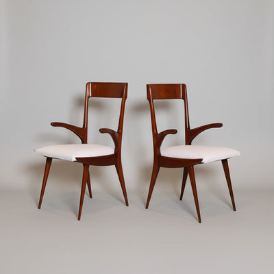 Set of Eight Dining Armchairs, Italy 1950's