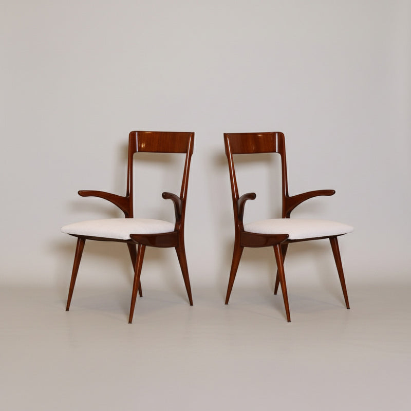 Set of Eight Dining Armchairs, Italy 1950&