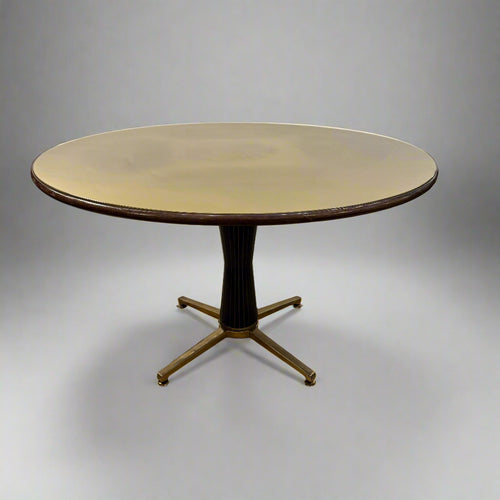 Mid-Century Italian Brass and Mahogany Center Table Attributed to Paolo Buffa