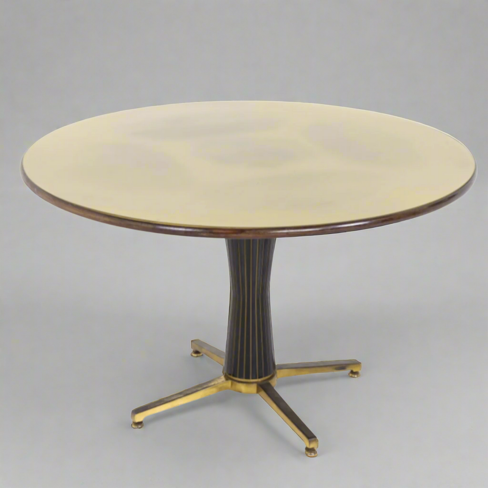 Mid-Century Italian Brass and Mahogany Center Table Attributed to Paolo Buffa