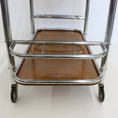 Art Deco Bar Cart Nickel and Wood, Robert Mallet-Stevens, France