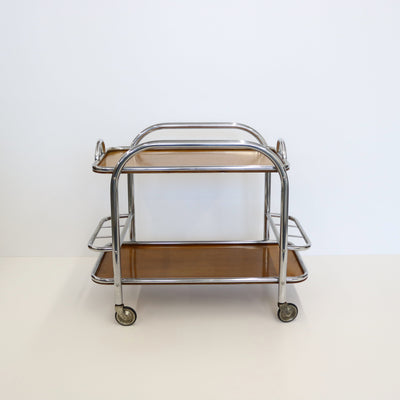 Art Deco Bar Cart Nickel and Wood, Robert Mallet-Stevens, France