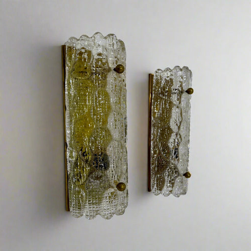 Pair of Carl Fagerlund art glass sconces for Orrefors. Sweden, c1960's