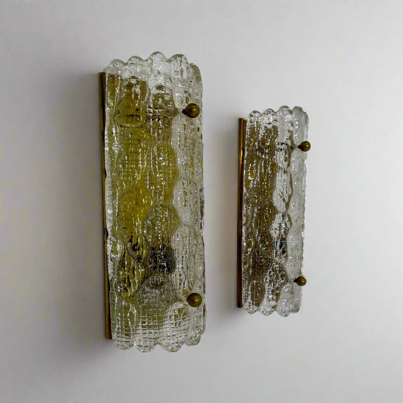 Pair of Carl Fagerlund art glass sconces for Orrefors. Sweden, c1960&