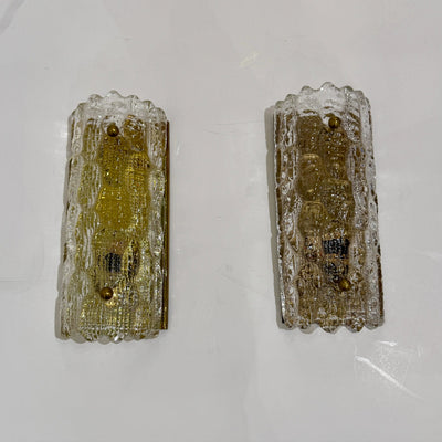 Pair of Carl Fagerlund art glass sconces for Orrefors. Sweden, c1960's