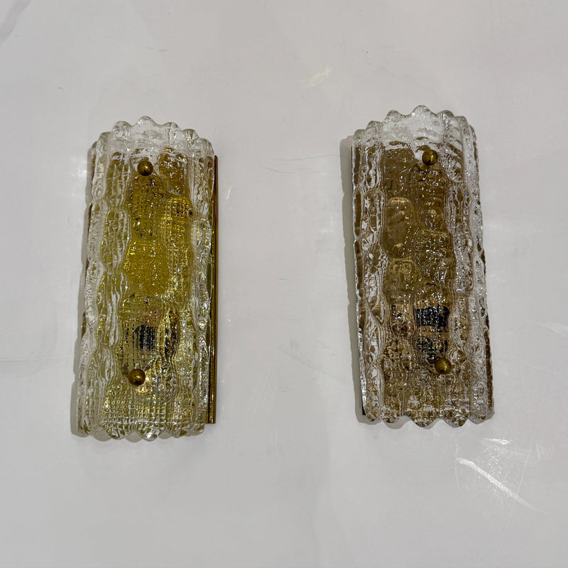 Pair of Carl Fagerlund art glass sconces for Orrefors. Sweden, c1960&