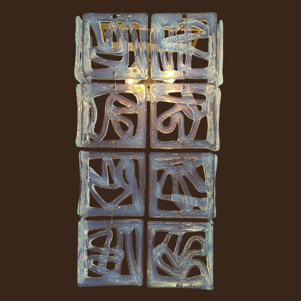 A Rare Pair of Opaline Murano Glass Sconces attributed to Carlo Nason for Mazzega, Italy c. 1960's
