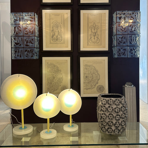 A Rare Pair of Opaline Murano Glass Sconces attributed to Carlo Nason for Mazzega, Italy c. 1960's