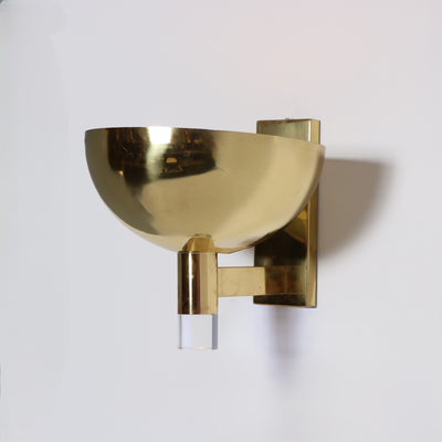 Pair of Large Scale Brass and Lucite Sconces.